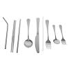 Cabilock 9pcs Outdoor Portable Stainless Steel Cutlery Camping Picnic Travel More Includes Knife Fork Spoon Chopsticks Straws and Cleaning Brush Compact Carrying Case view 1