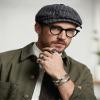 Croogo 8 Panels Herringbone Hat Stripe Denim Newsboy Cap Duckbill Ascot Cap Golf Beret Flat Hunting Cap Sun Hats,Black-BL63 view 2