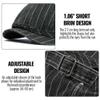 Croogo 8 Panels Herringbone Hat Stripe Denim Newsboy Cap Duckbill Ascot Cap Golf Beret Flat Hunting Cap Sun Hats,Black-BL63 view 3