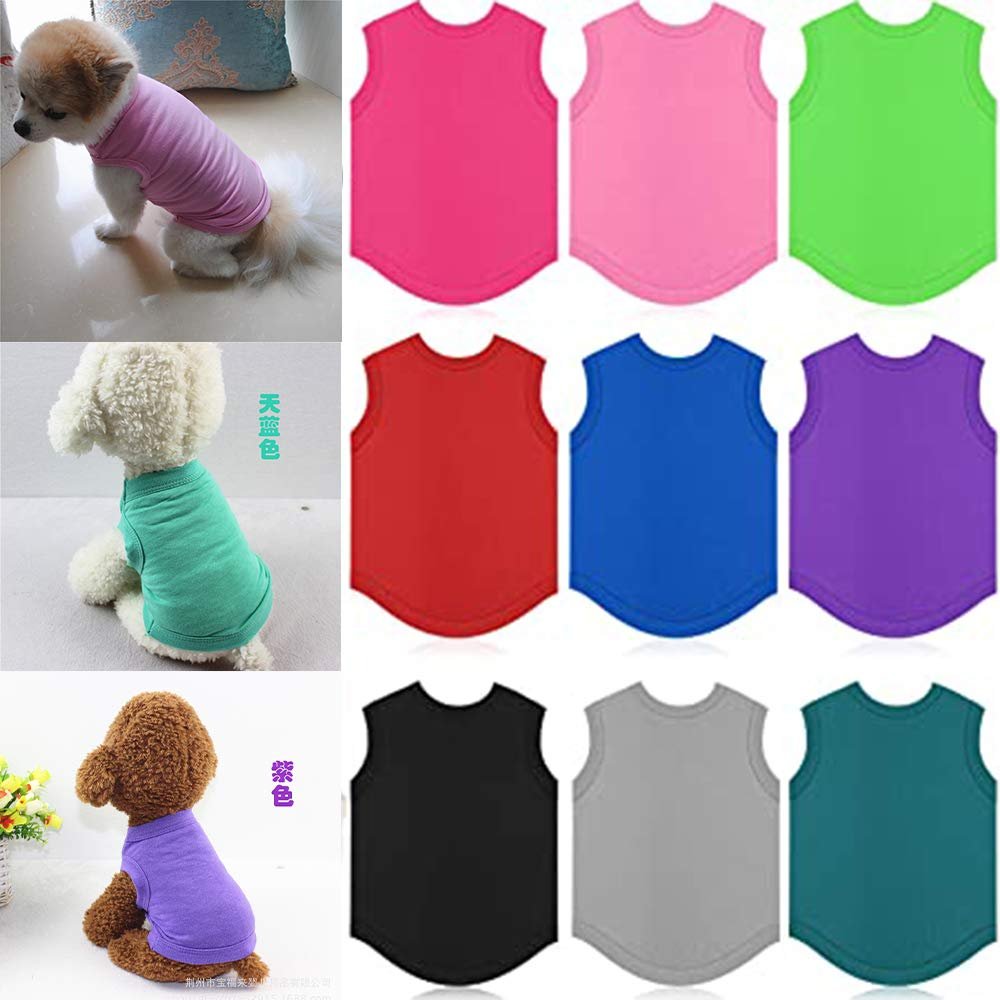 8 Pieces Dog Shirts Pet Puppy Blank Clothes Apparel Summer Soft Dog T-Shirt Breathable Dog Plain Vest Shirts Cotton Puppy Clothes Outfit for Dogs Cats Puppy Pet, Pet Basic Clothes (Small)