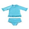 Moily Toddle Girls Two Pieces Rash Guard Swimsuit Polka Dot Short Sleeve Ruffled Tankini Swimwear Blue 5 view 1