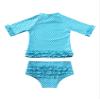Moily Toddle Girls Two Pieces Rash Guard Swimsuit Polka Dot Short Sleeve Ruffled Tankini Swimwear Blue 5 view 2