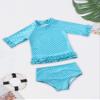 Moily Toddle Girls Two Pieces Rash Guard Swimsuit Polka Dot Short Sleeve Ruffled Tankini Swimwear Blue 5 view 3