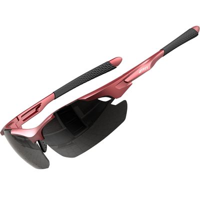 ATTCL Polarized Sunglasses Men Sports: Secure Fit Wrap Around TR90 Frame Ultra-Light UV Protection for Fishing Driving Running Golf 7027 Red Grey