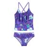 CHICTRY Girls Tropical Flower Pirnted Ruffles Tank Top with Bottoms 2 Pcs Beach Tankini Swimsuit Purple 10 view 3