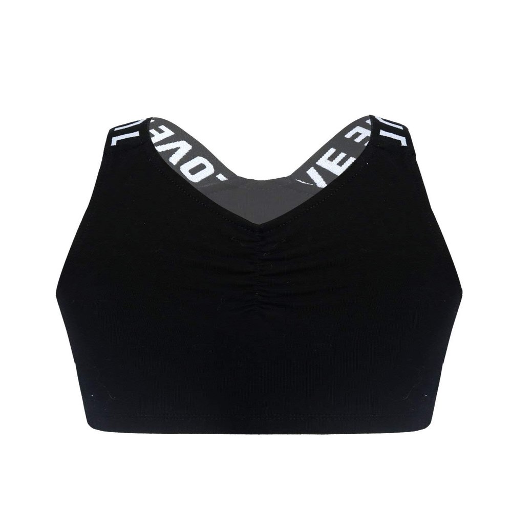 winying Kids Girls Wireless Yoga Sports Bras Child Fitness Cotton Crop Tops Vest Running Training Bra Black 4