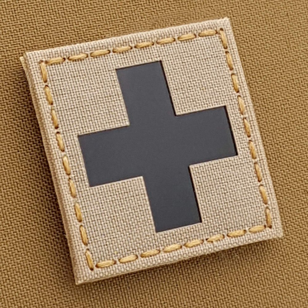 First Aid Kit IFAK IR MED Medical Cross Laser-Cut Patch Compatible with Velcro for Backpacks EMS, Patches for Bags and Tactical Hats (Desert Sand)