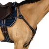 Precision Jump 5 Point Breastplate Havana with Blue and White Elastic Cob view 1