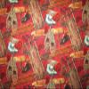 Fat Quarter (18 x 22) Vintage Sled Snow Shoes Ice Skates Ski Red Cotton Fabric FQ view 1