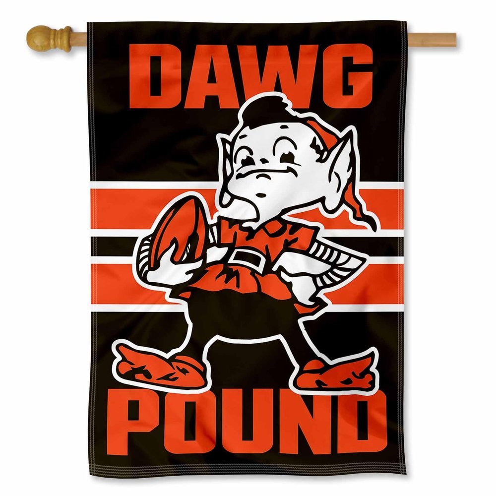 Cleveland Browns Dawg Pound Brownie Double Sided Banner Flag
