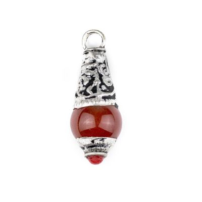 The Bead Chest Carnelian Silver Capped Locket Pendant (28x10mm)