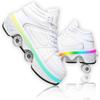 Double-Row Deform Wheel Automatic Walking Shoes Invisible Deformation Roller Skate 2 in 1 Removable Pulley Skates Skating Parkour (with Light, US 10.5) view 1