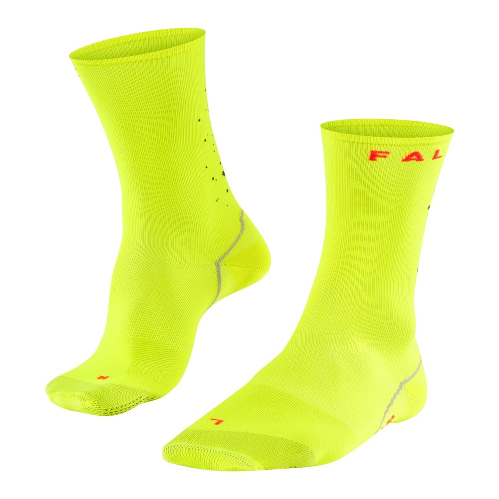 FALKE Unisex BC Impulse Reflective Cycling Socks, Breathable Quick Dry, Mid Calf, Ultra Thin Cushion, Lightweight, Yellow (Lightning 1690), 6.5-8.5, 1 Pair