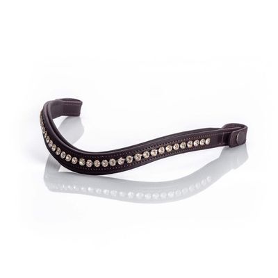 Flexible Fit Equestrian Clear Crystal Mid Wave Gel Browband - Havana Havana Cob