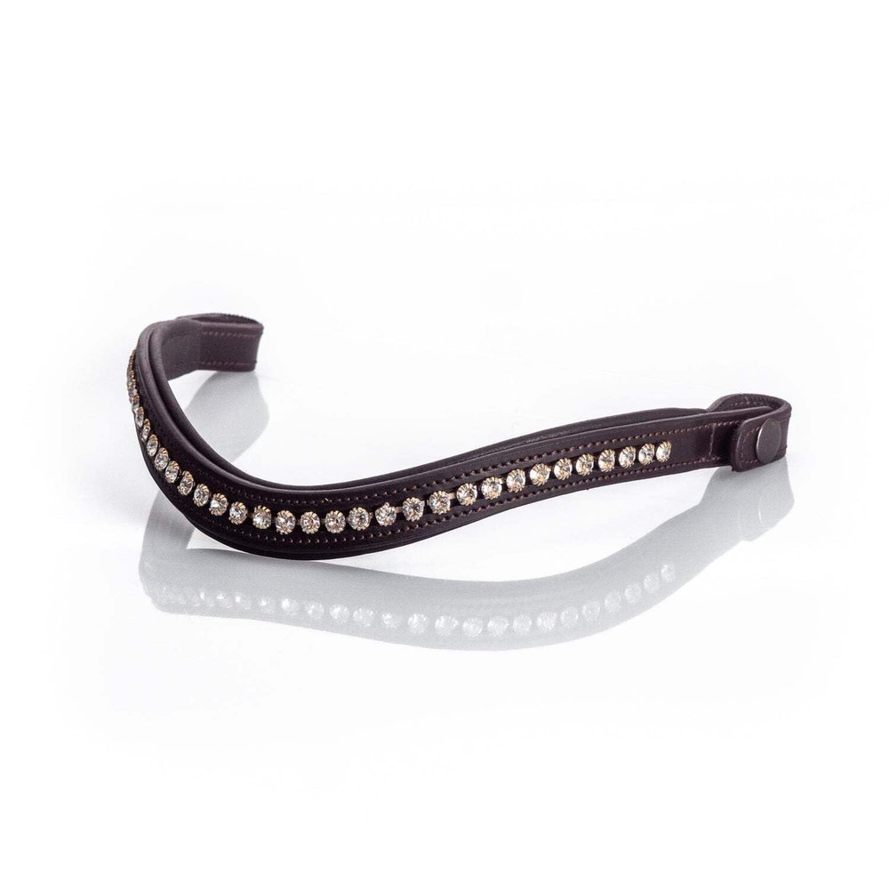 Flexible Fit Equestrian Clear Crystal Mid Wave Gel Browband - Havana Havana Cob