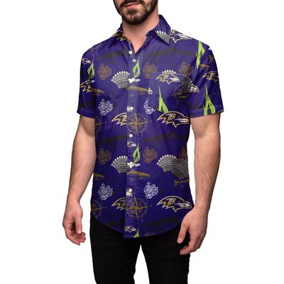 FOCO Baltimore Ravens NFL Mens Floral Button Up Shirt - L