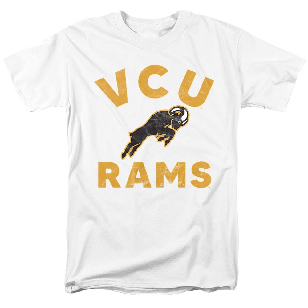 Virginia Commonwealth University Official Rams Logo Unisex Adult T-Shirt, White, 4X-Large