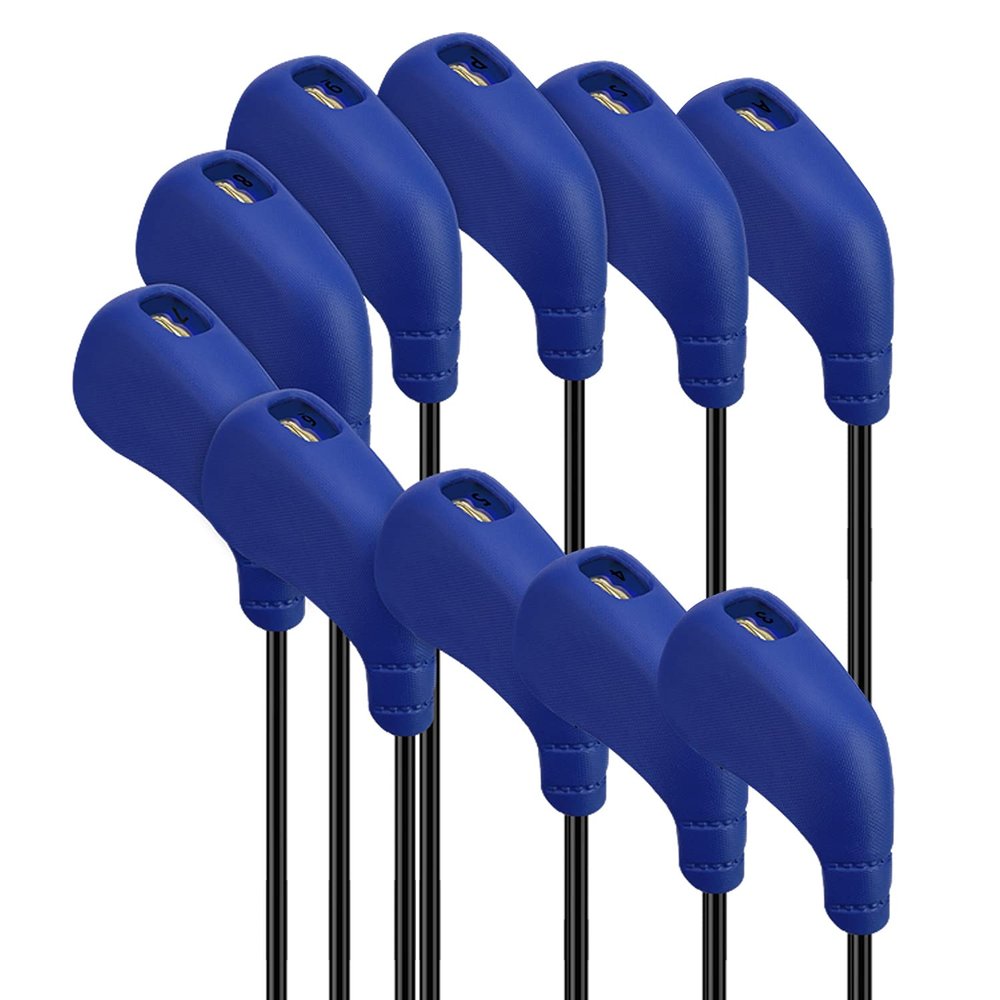 PGM Golf Club Covers, 10pcs Protective Washable Golf Iron Head Covers Set with Number Opening, Easy On and Off, Fits Right Handed Brands