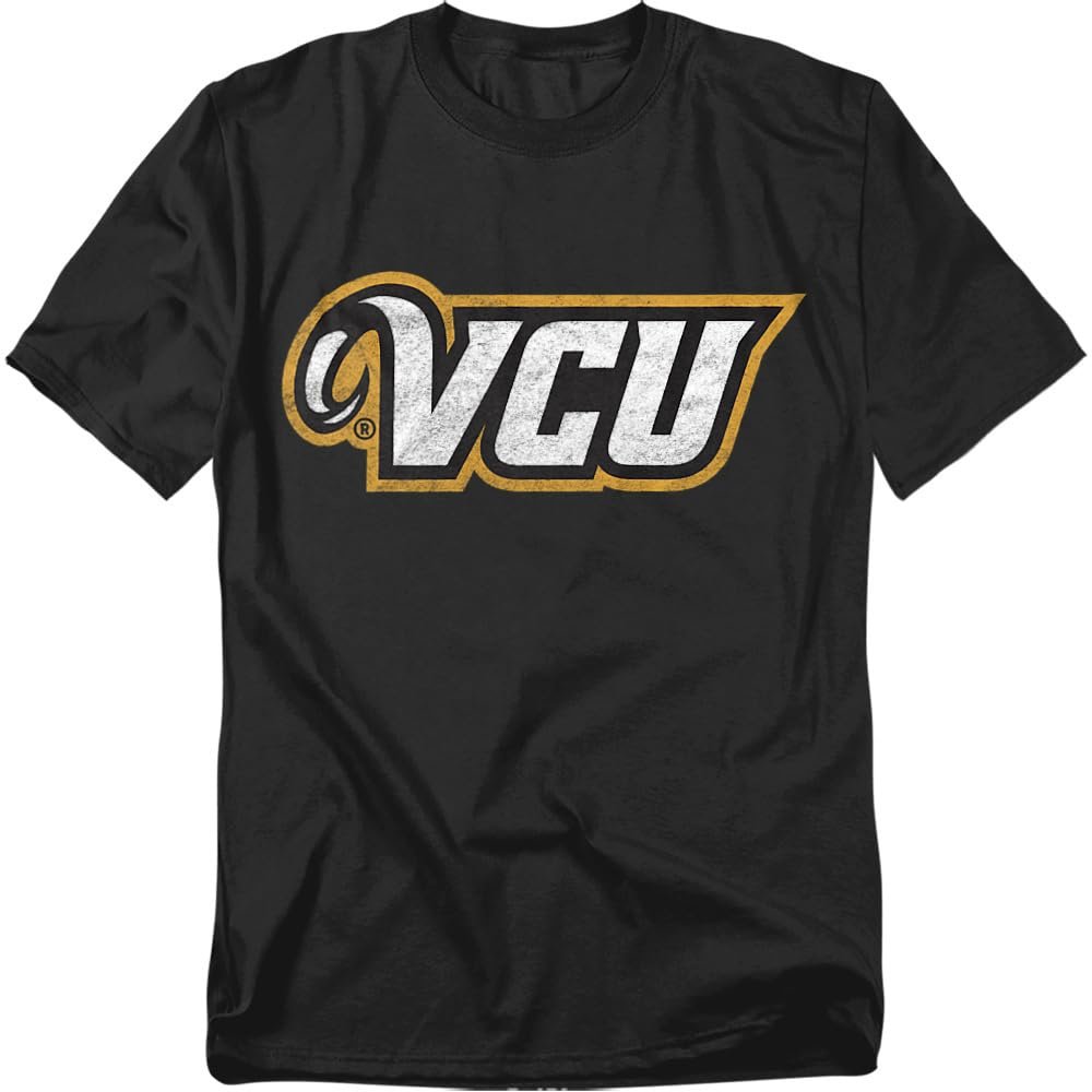 Virginia Commonwealth University Official Distressed Primary Unisex Adult T-Shirt, Black, 4X-Large