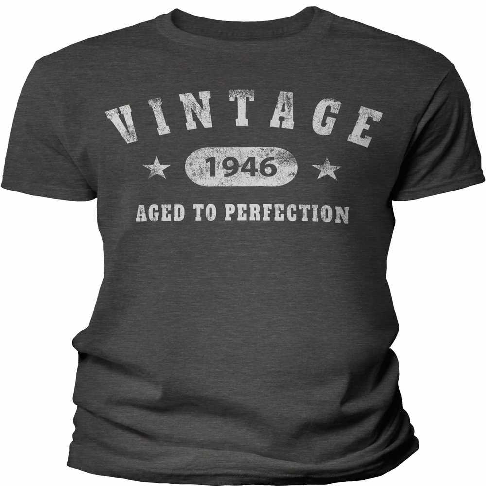 1946 Birthday Shirt for Men - Vintage Stars 1946 Aged to Perfection - 80th Birthday Gift - F/Dk. Heather-4X