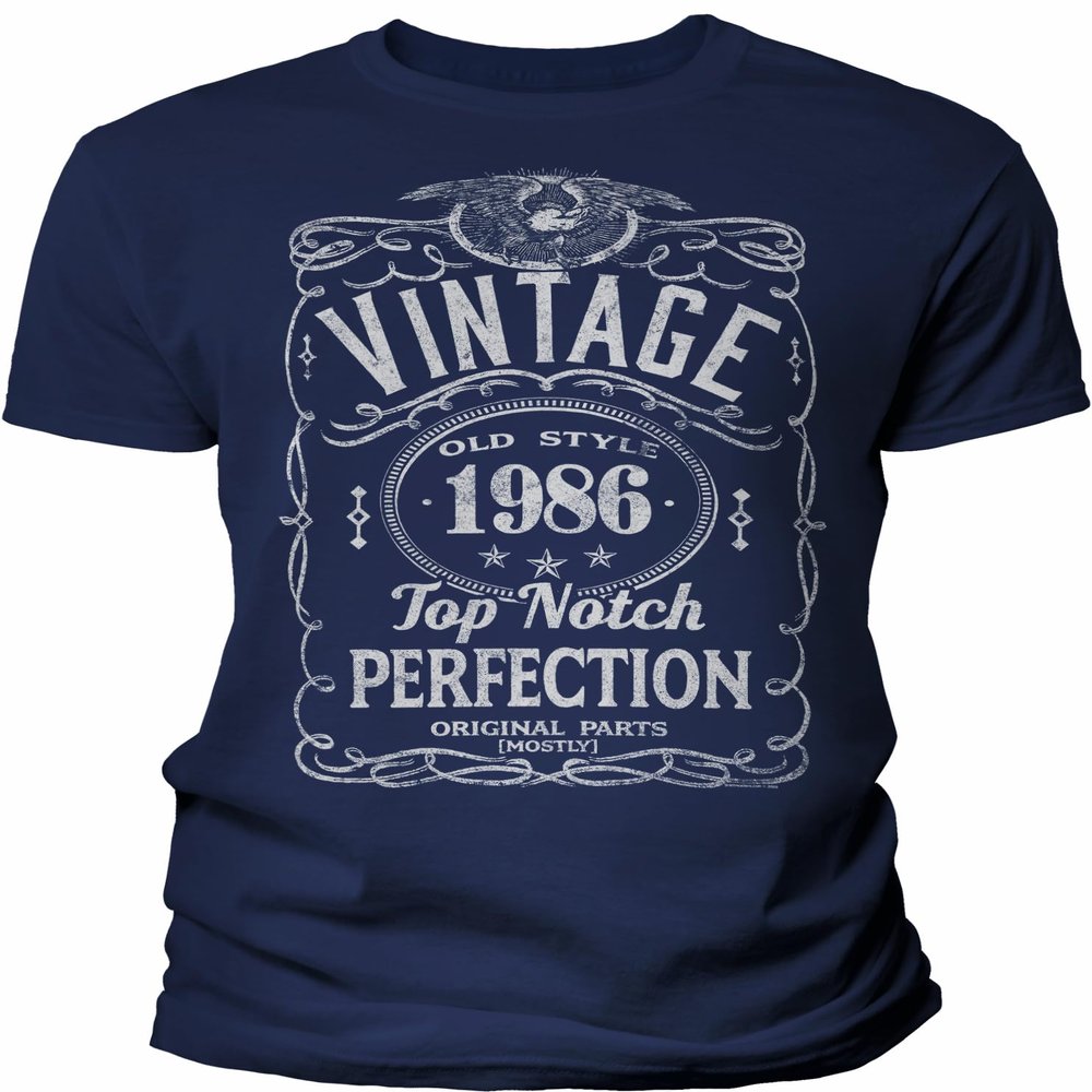 40th Birthday Gift Shirt for Men - Vintage 1986 Top Notch Perfection - Navy-4X