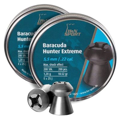 H & N Haendler & Natermann Hunter Extreme Pellets, 0.22 Cal./18.52 gr, Hollowpoint, 200 Count (Pack of 2)