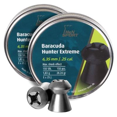 H&N Haendler & Natermann Baracuda Hunter Extreme Pellets, .25 Cal, 28.24 Grains, Hollowpoint, 150 Count (Pack of 2)