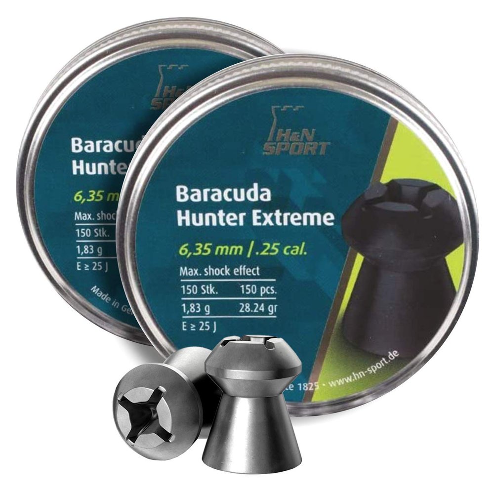 H&N Haendler & Natermann Baracuda Hunter Extreme Pellets, .25 Cal, 28.24 Grains, Hollowpoint, 150 Count (Pack of 2)