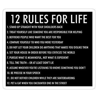 12 Rules for Life Jordan Peterson (Dark Version), Jordan Peterson Decal Sticker Graphic - Sticker Decal