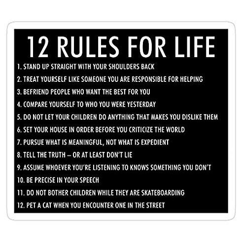 12 Rules for Life Jordan Peterson (Dark Version), Jordan Peterson Decal Sticker Graphic - Sticker Decal