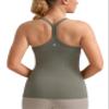CRZ YOGA Seamless Workout Tank Tops for Women Racerback Athletic Camisole Sports Shirts with Built in Bra Dark Green Small view 1