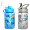 Home Tune 16oz Kids Water Drinking Bottle - Tritan BPA Free, Auto Flip Chug Lid, Sip Straw Lid, Carry Loop, Lightweight, Leak-Proof, Cute Design Girls & Boys - 2 Pack Elephant & Dinosaur view 1