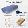 Tumaz Yoga Bolster Set - Rectangular Bolster Pillow for Restorative Yoga, Soft Meditation Pillow with Carry Handle and 8-Feet Strap, Machine Washable Cover view 4