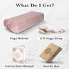Tumaz Yoga Bolster Set - Rectangular Bolster Pillow for Restorative Soft Meditation Pillow with Carry Handle and 8-Feet Strap, Machine Washable Cover view 4
