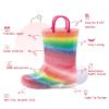 EUXTERPA Kids Toddler Light Up Rain Boots Girls Waterproof Patterns and Glitter Boots with Easy On Handles, Rainbow, Toddler Size 5 view 3