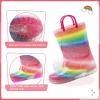 EUXTERPA Kids Toddler Light Up Rain Boots Girls Waterproof Patterns and Glitter Boots with Easy On Handles, Rainbow, Toddler Size 5 view 4