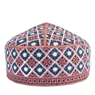 Kufi Men's Unisex Skull Cap Colorful Women's Designer Solid Hat with Hand Embroidered Kufi Caps Knitted Beanie Summer Headwear(Copper, 58)