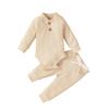 Newborn Baby Boy Girl Summer Clothes Ribbed Sleeveless Bodysuits Rompers Tops+Shorts Pants 2PCS Outfits Set Toddler Clothes (Beige Long Sleeve, 6-12 Months) view 1