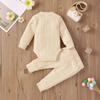Newborn Baby Boy Girl Summer Clothes Ribbed Sleeveless Bodysuits Rompers Tops+Shorts Pants 2PCS Outfits Set Toddler Clothes (Beige Long Sleeve, 6-12 Months) view 2