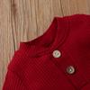 Newborn Baby Boy Girl Summer Clothes Ribbed Sleeveless Bodysuits Rompers Tops+Shorts Pants 2PCS Outfits Set Toddler Clothes (Wine Red Long Sleeve, 18-24 Months) view 4