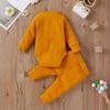 Newborn Baby Boy Girl Summer Clothes Ribbed Sleeveless Bodysuits Rompers Tops+Shorts Pants 2PCS Outfits Set Toddler Clothes (Yellow Long Sleeve, 3-6 Months) view 2