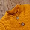 Newborn Baby Boy Girl Summer Clothes Ribbed Sleeveless Bodysuits Rompers Tops+Shorts Pants 2PCS Outfits Set Toddler Clothes (Yellow Long Sleeve, 3-6 Months) view 4