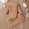Newborn Baby Boy Girl Summer Clothes Ribbed Sleeveless Bodysuits Rompers Tops+Shorts Pants 2PCS Outfits Set Toddler Clothes (Brown Long Sleeve, 12-18 Months) view 2