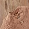 Newborn Baby Boy Girl Summer Clothes Ribbed Sleeveless Bodysuits Rompers Tops+Shorts Pants 2PCS Outfits Set Toddler Clothes (Brown Long Sleeve, 12-18 Months) view 4