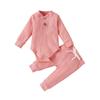 Newborn Baby Boy Girl Summer Clothes Ribbed Sleeveless Bodysuits Rompers Tops+Shorts Pants 2PCS Outfits Set Toddler Clothes (Pink Long Sleeve, 0-3 Months) view 1