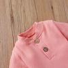 Newborn Baby Boy Girl Summer Clothes Ribbed Sleeveless Bodysuits Rompers Tops+Shorts Pants 2PCS Outfits Set Toddler Clothes (Pink Long Sleeve, 0-3 Months) view 4