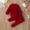 Newborn Baby Boy Girl Summer Clothes Ribbed Sleeveless Bodysuits Rompers Tops+Shorts Pants 2PCS Outfits Set Toddler Clothes (Wine Red Long Sleeve, 3-6 Months) view 2