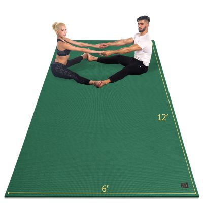 GXMMAT Large Yoga Mat 12'x6'/10'x6'/6'x8'(7mm), Extra Thick Workout Mats for Home Gym Flooring, Ultra Comfortable Non-Slip Quick Resilient Barefoot Wide Exercise Mat for Pilates, Stretching,Meditation