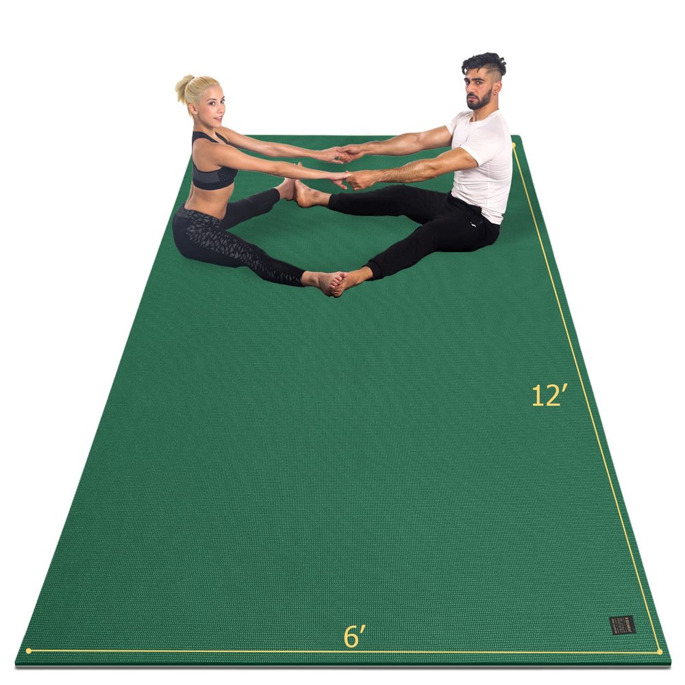 GXMMAT Large Yoga Mat 12'x6'/10'x6'/6'x8'(7mm), Extra Thick Workout Mats for Home Gym Flooring, Ultra Comfortable Non-Slip Quick Resilient Barefoot Wide Exercise Mat for Pilates, Stretching,Meditation