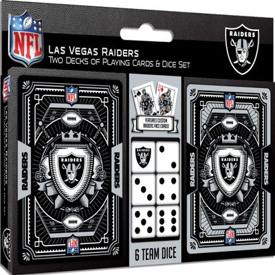 Masterpieces Game Day - NFL Las Vegas Raiders 2-Pack Playing Cards & Dice Pack - Officially Licensed Set for Adults and Family
